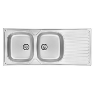 Deante Techno zlewozmywak stalowy 2-komorowy 116,5x50x13 satyna