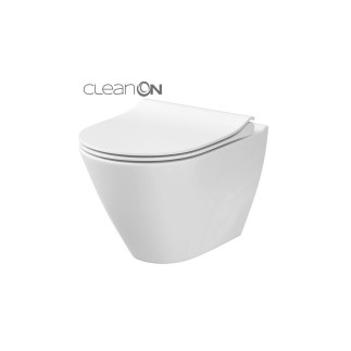Cersanit City Oval miska WC wisząca Clean On w zestawie z deską wolnoopadającą slim