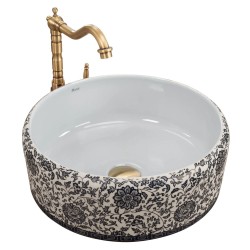 Rea Florisa umywalka nablatowa wzorzysta okragła
