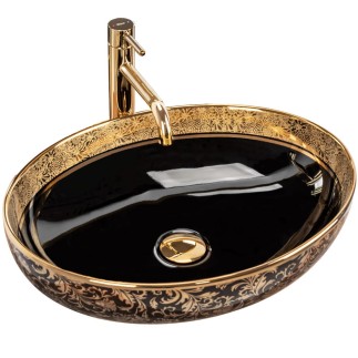 Rea Margot umywalka nablatowa black/gold 52x40