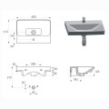 Cersanit Mille Slim umywalka meblowa 60 x 41 cm - rysunek techniczny.