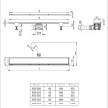 Deante Odpływ liniowy podłogowy odwracalny nero 60 cm - rysunek techniczny.