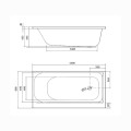 Cersanit Smart wanna prostokątna 160 x 80 cm lewa - rysunek techniczny.