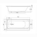 Cersanit Smart wanna prostokątna  170 x 80 cm prawa - rysunek techniczny.