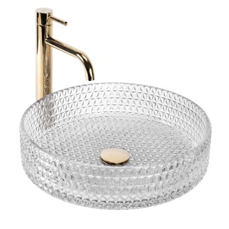 Rea Cristal umywalka nablatowa transparent 40x40