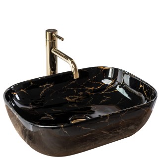 Rea Belinda umywalka nablatowa black marble shiny 46,5x33