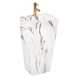 Rea Aris Marble umywalka wolnostojąca 44x37,5cm biało-złota