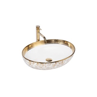 Rea Margot umywalka nablatowa white/gold 52x40