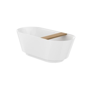 Roca Tura wanna wolnostojąca z drewnianą półką 170x70cm biała