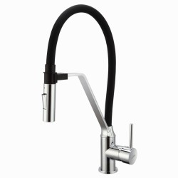 Invena Terra bateria zlewozmywakowa elastyczna wylewka chrom-czarny.