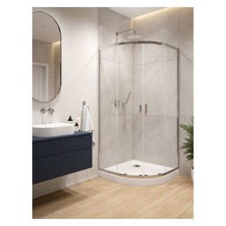 Sanplast KP4//Fris-M kabina narożna półokrągła chrom + brodzik 80x80cm