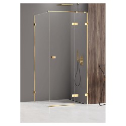 New Trendy Avexa kabina prostokątna prawa gold brushed 100x90x200 cm