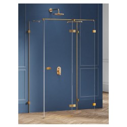 New Trendy Avexa kabina prostokątna przyścienna prawa gold brushed 120x90x200 cm