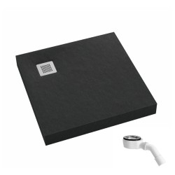 Schedpol New Horizons black stone brodzik kwadratowy 90x90cm