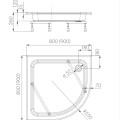 Schedpol Zefir brodzik półokrągly 90x90cm-rysunek techniczny