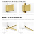 New Trendy Avexa kabina prostokątna przyścienna prawa gold brushed 120x90x200 cm