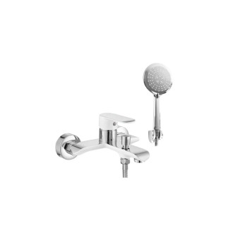 Rea Bloom bateria wannowa ścienna z kompletem natryskowym biały-chrom