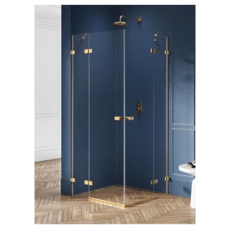 New Trendy Avexa kabina prostokątna gold brushed 100x90x200 cm