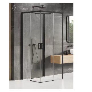New Trendy Prime kabina prostokątna przyścienna lewa black  80x90x200
