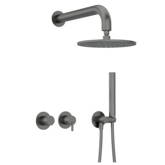 Deante Silia deszczownia zestaw podtynkowy z baterią poziomą titanium