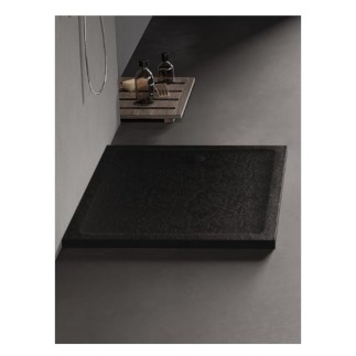 New Trendy Mild Stone Brodzik Akrylowy Prostokątny Czarny 90X80X4,5cm