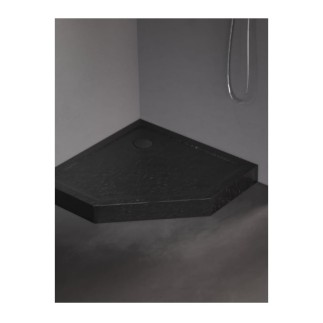 New Trendy Brodzik Pięciokątny Akrylowy Mild Stone Czarny 90X90X11,5cm