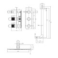 Omnires Contour system prysznicowy podtynkowy antracyt - rysunek techniczny
