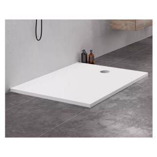 New Trendy Nex brodzik prostokątny konglomeratowy biały 120x100x3,5