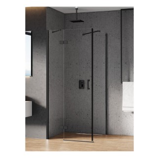 New Trendy New Renoma kabina prostokątna black lewa 90X100X195cm