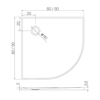 NEWT Brodzik MILD STONE akrylowy prostokątny 110x90x4,5 biały