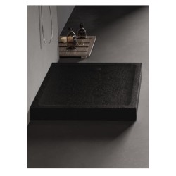 New Trendy Brodzik Mild Stone Prostokątny Czarny 100X90X11,5cm