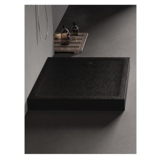 New Trendy Brodzik Mild Stone Prostokątny Czarny 100X90X11,5cm