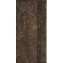 Paradyż Ilario brown klinkier stopnica prosta ryflowana 30x60