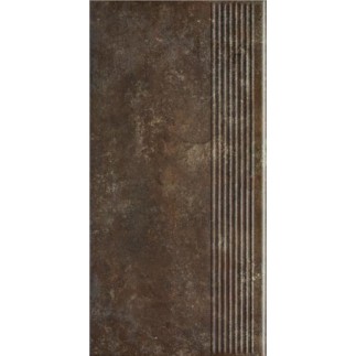 Paradyż Ilario brown klinkier stopnica prosta ryflowana 30x60