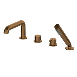 Bateria wannowa 4-otworowa z zestawem prysznicowym brąz szczotkowany