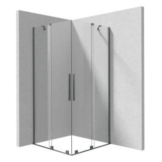 Deante Prizma kabina prysznicowa kwadratowa podwójna ścianka przesuwna walk-in 90x90cm titanium