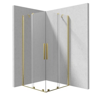 Deante Prizma kabina prysznicowa kwadratowa podwójna ścianka przesuwna walk-in 90x90cm złota
