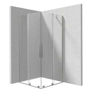 Deante Prizma kabina prysznicowa kwadratowa podwójna ścianka przesuwna walk-in 90x90cm stal szczotkowana