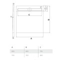 Schedpol Base brodzik kwadratowy z rusztem do zabudowy 90x90cm-rysunek tech