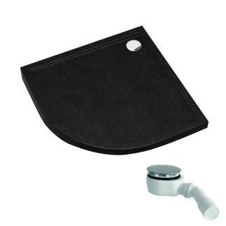 Schedpol Caspar New black stone brodzik półokrągły 90x90cm