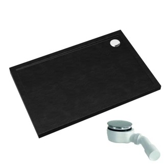 Schedpol New Caspar black stone brodzik prostokątny 90x100cm