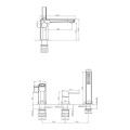 Invena Glamour bateria wannowa 3 otworowa czarny-rysunek tech