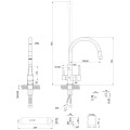 Invena Glamour bateria zlewozmywakowa szara-rysunek tech