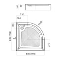 Invena brodzik półokrągły 90x90cm-rysunek tech