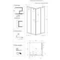 Invena Parla kabina prysznicowa szkło mrożone 90x90x180cm-rysunek tech