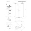 Invena Parla kabina prysznicowa szkło grafitowe 90x90cm-rys tech