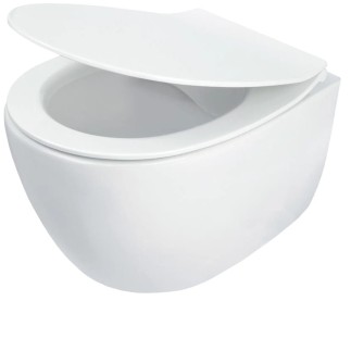 Deante Silia miska WC wisząca bezkołnierzowa z deską biała