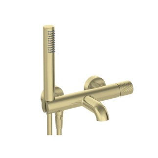 Deante Silia Hexa bateria wannowa z zestawem prysznicowym złoto szczotkowane