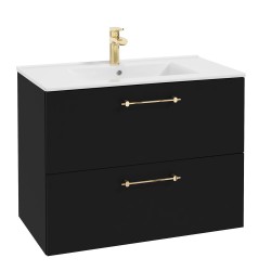 Deftrans Metro System D80  szafka pod umywalkę z dwiema szufladami czarny mat 80cm