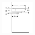 Geberit Selnova umywalka 55 cm owalna - rysunek techniczny.